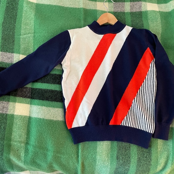 VINTAGE 80's Mock Turtleneck Striped Sweater: Red, white and blue! SMALL - Picture 3 of 3